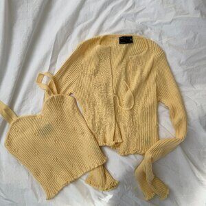 yellow cardigan/tank top set